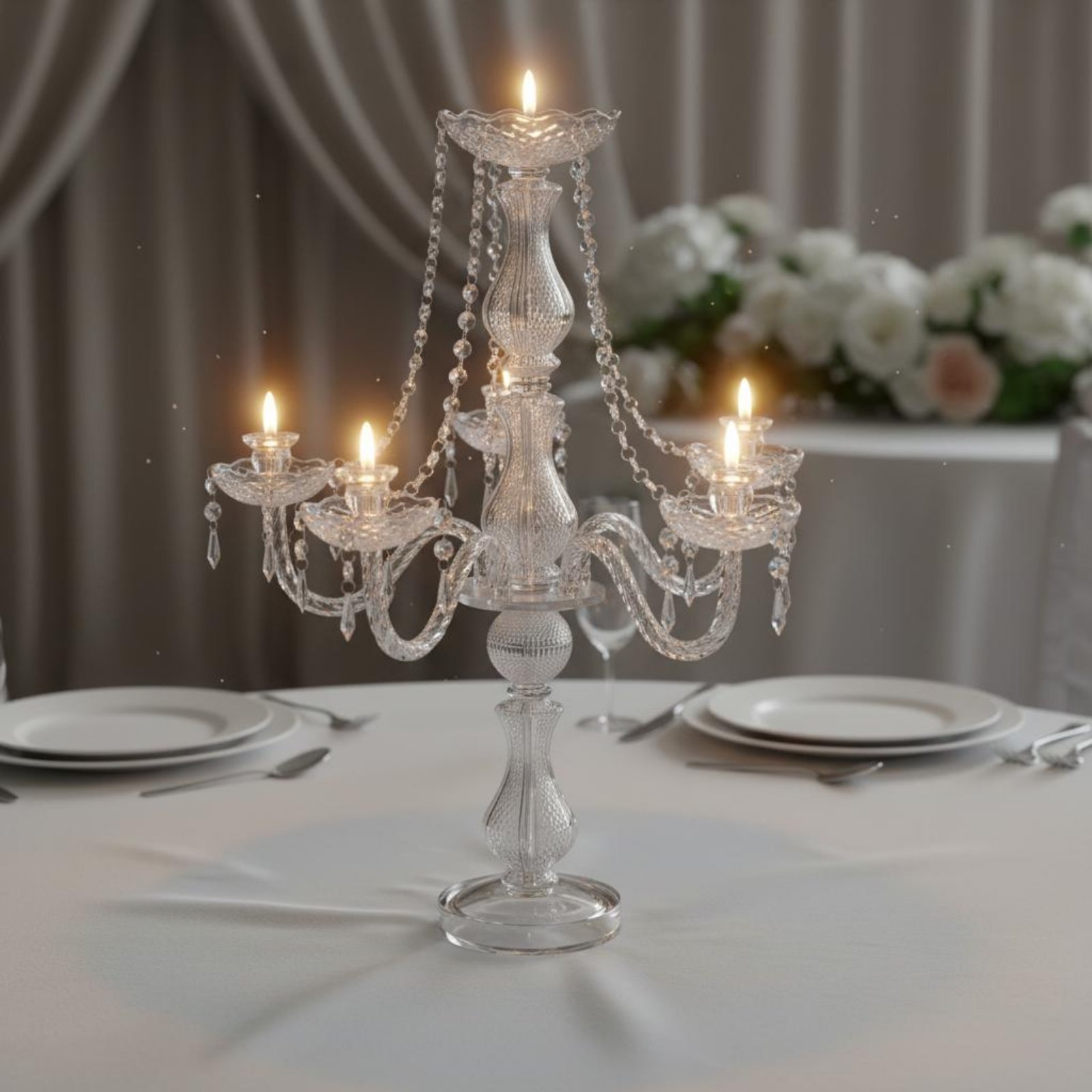 Scented Candle Luxury - Candelabro de Cristal Elegante para Bodas,